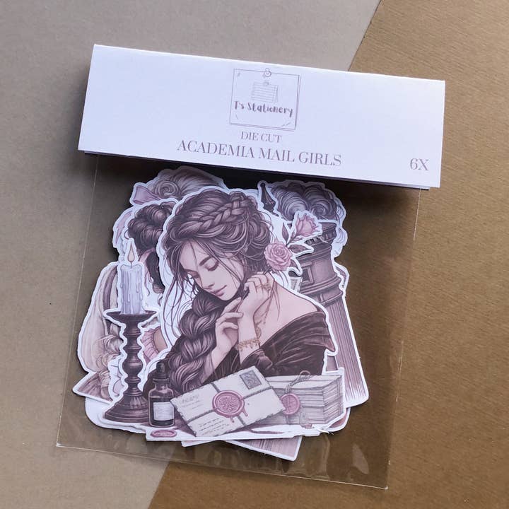 "Academia Mail Girls" Die Cut Sticker Pack for wholesale by T's Stationery