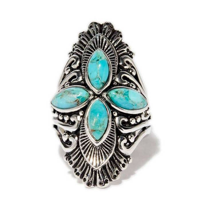 LA GRANDE VITRINE - Wholesale Cocktail/Statement Ring - “Sachamama Turquoise” 925 silver ring0