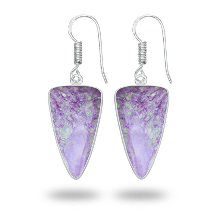 Handmade Jewels - Wholesale Dangle Earrings - Stichtite Earrings – Silver-Plated Bezel, Handmade Design8