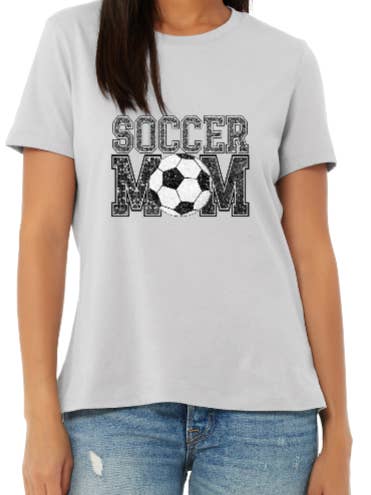 Maglietta con finto glitter "Soccer Mom" per la vendita all'ingrosso da parte di Allsportz Sports Store