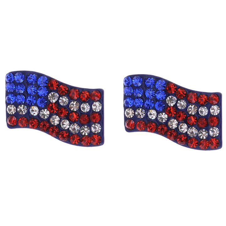 AK Brand – wholesale Stud/post earrings – Patriotic USA American Flag Red White And Blue Stud Earrings