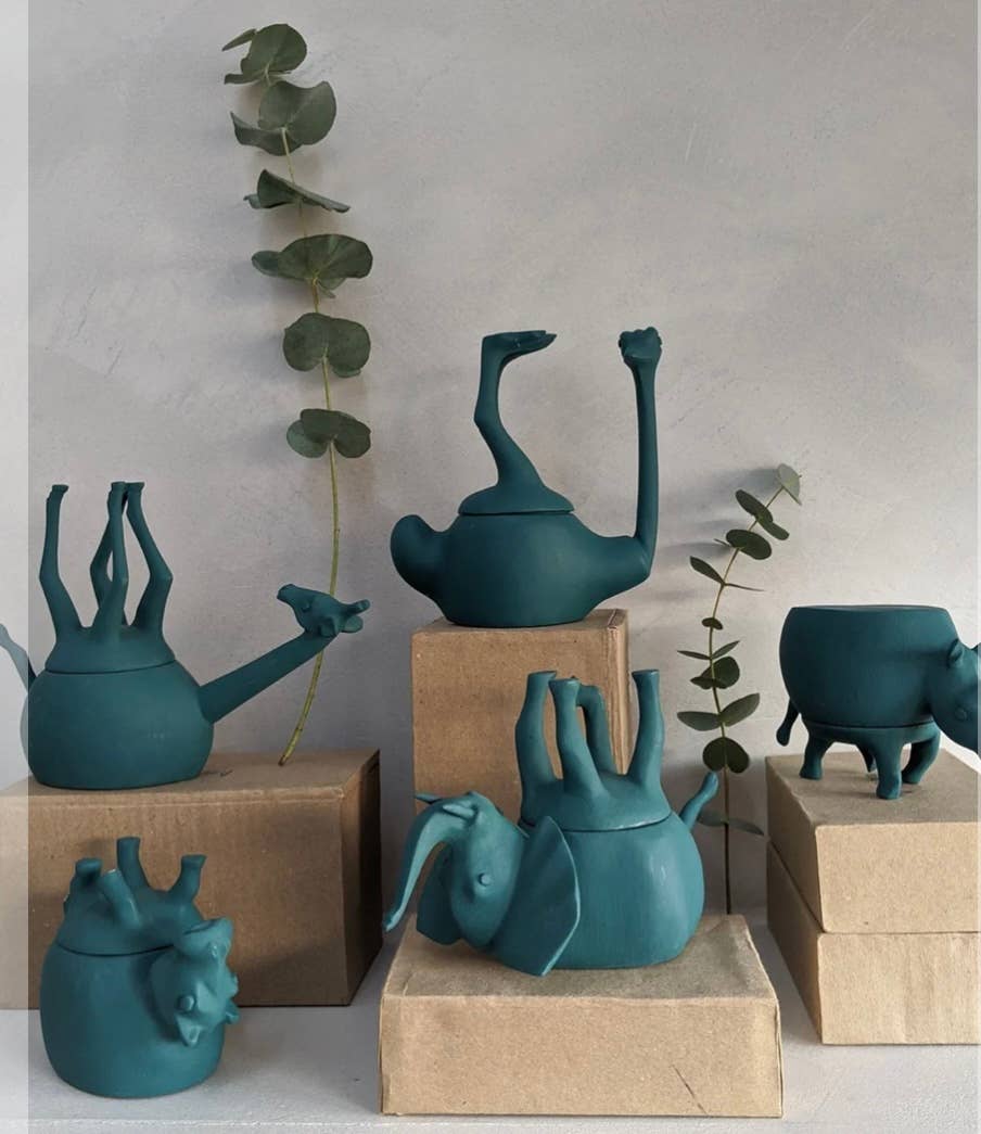 The African Home Goods - Vendita all'ingrosso Statuette decorative - Animali che dormono - Verde pavone0