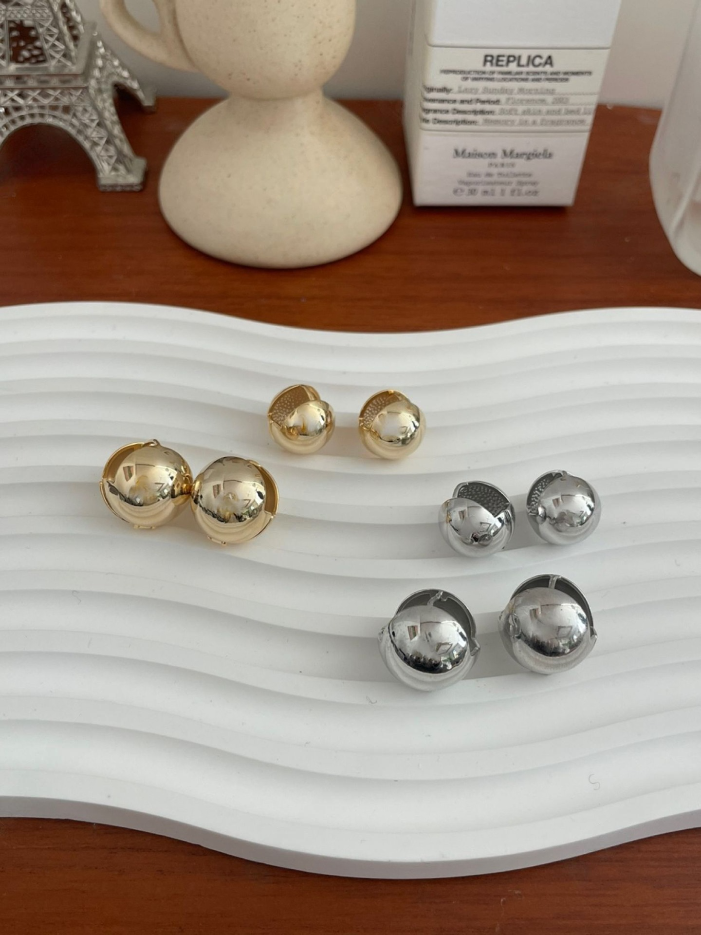 MOND HAUS - Wholesale Huggie Earrings - Anita Earrings | Puff Sphere Ball Snap Closure Huggie Hoop1