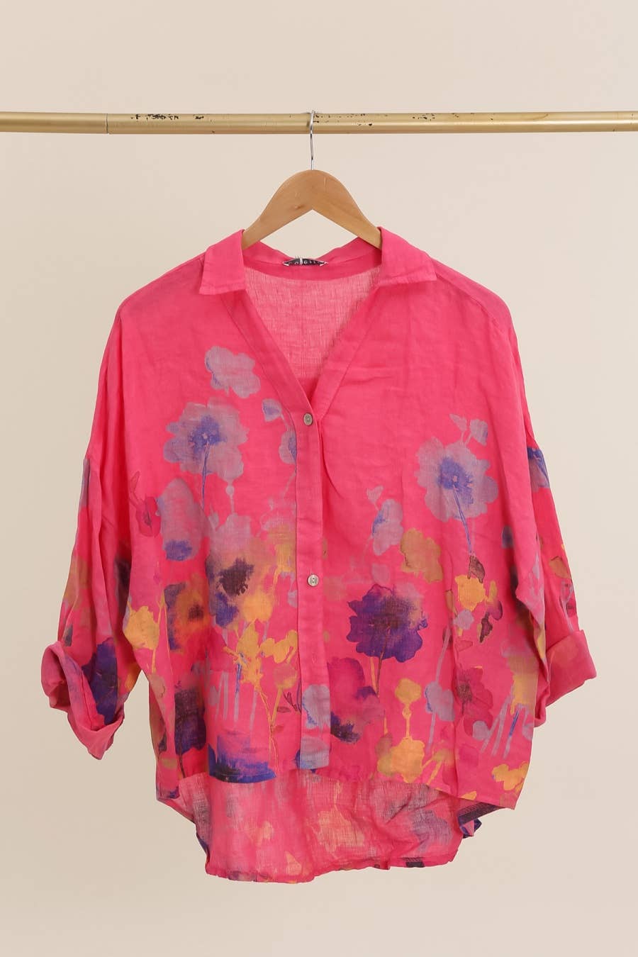 la maison des fibres naturelles – wholesale College/Baseball Jacket - Women’s – Floral print blouse 20984 100% linen30