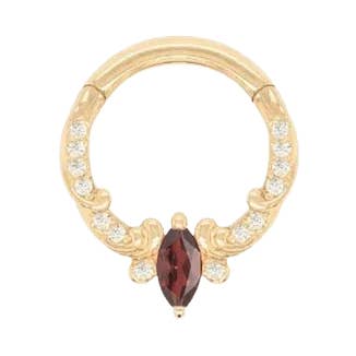 Coterie – Garnet – 14K Gold Clicker for wholesale by Piercing-zone