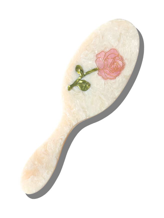 Hand-painted Spring Rose Amazing Hair Day Brush | Eco-Friendly for wholesale by Solar Eclipse