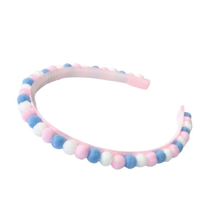 Bubblegum Pom Pom Headband for wholesale by Lolo Headbands