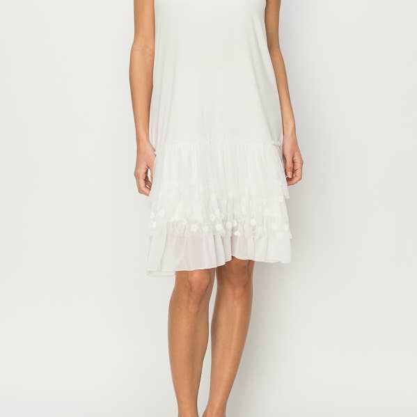 DRESS OR DRESS EXTENDER WITH LACE LAYER -4672 IVORY for wholesale by Origami Apparel ~ Lace and Crochet inspired