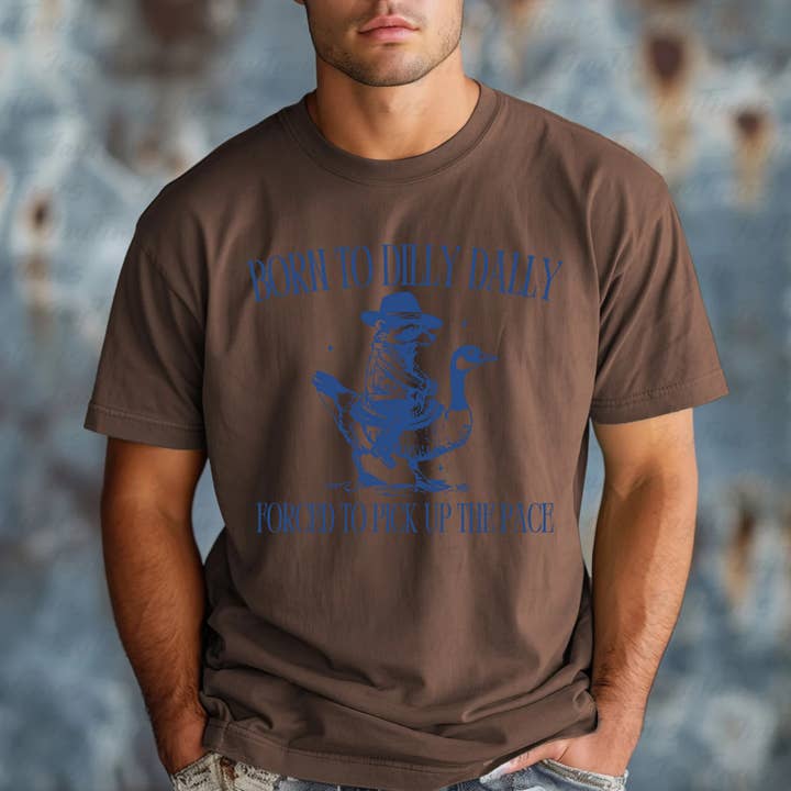 Clover + Cotton Co - Wholesale Screen Printed T-Shirt - Unisex - Over Print | Born To Dilly Dally Tees8