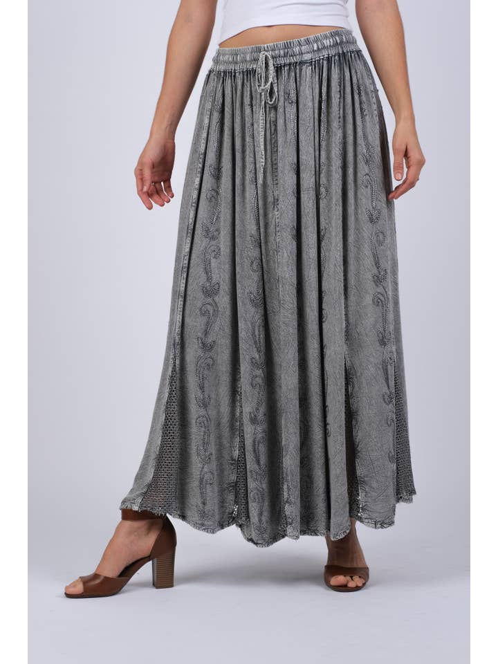 Sacred Threads – wholesale Kjol - Dam – Grå maxikjol med inslag av mesh