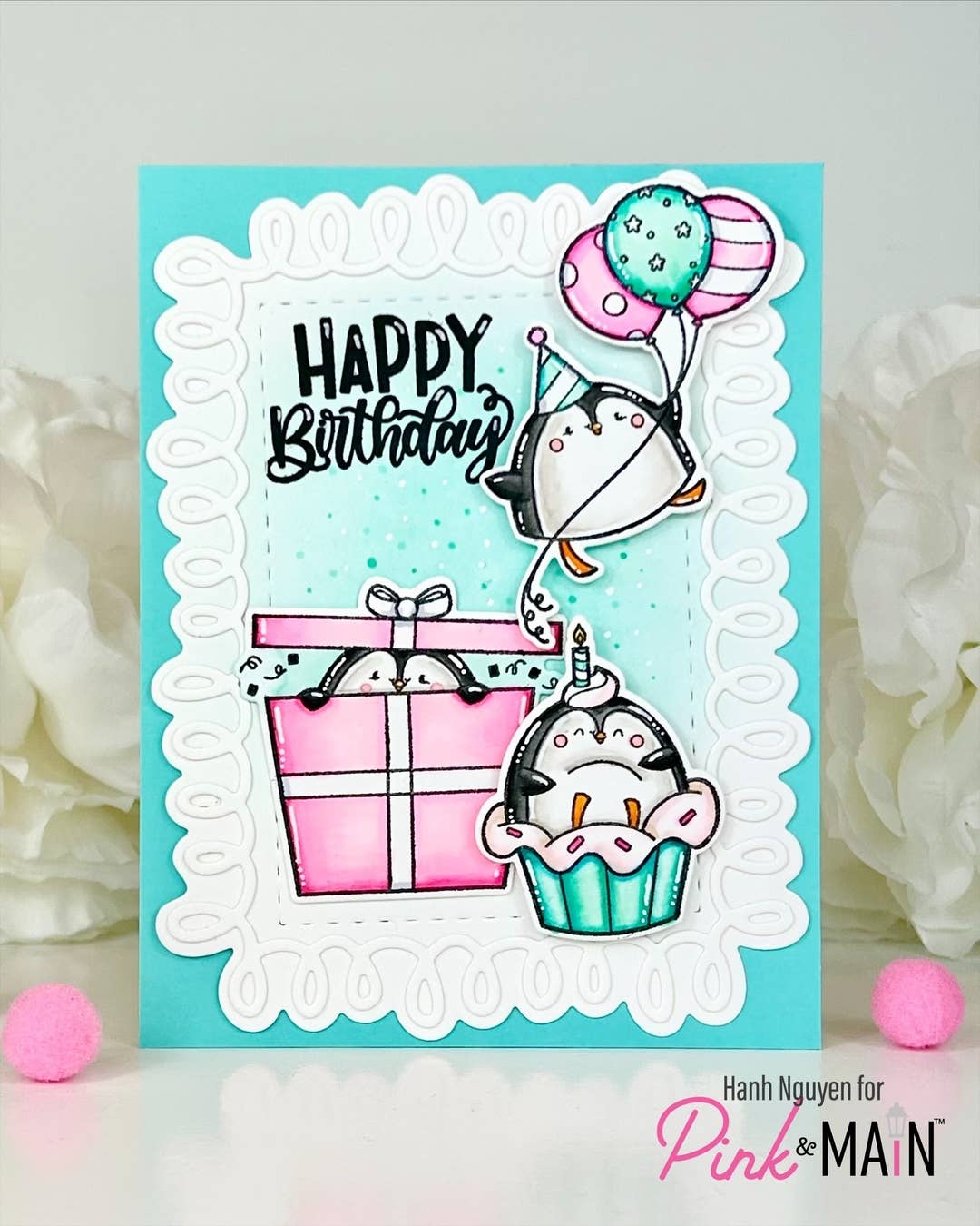 Pink and Main - Venta al por mayor Sello de goma/decorativo - Pingüinos de Fiesta1