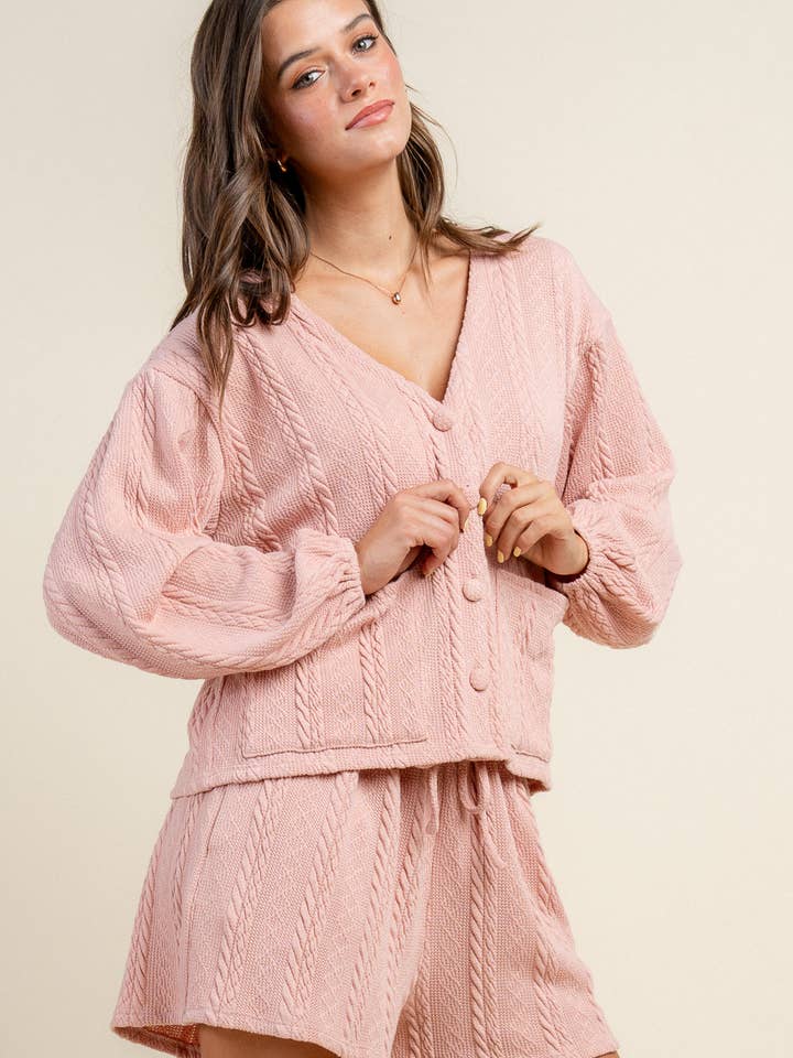 BS3626S / ÜBERGROßES V-NECK-CARDIGAN UND SHORTS-SETS für den Großhandel von BEIVY & COLLABO