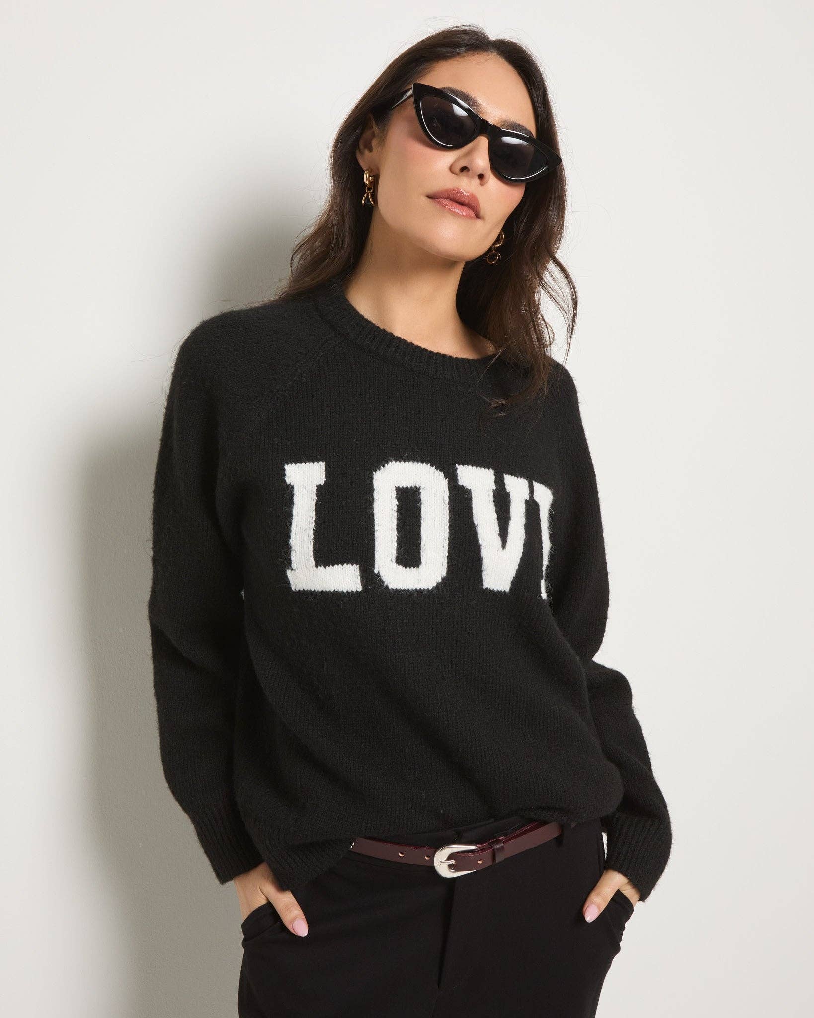Black "Love" Graphic Sweater for wholesale on Faire2