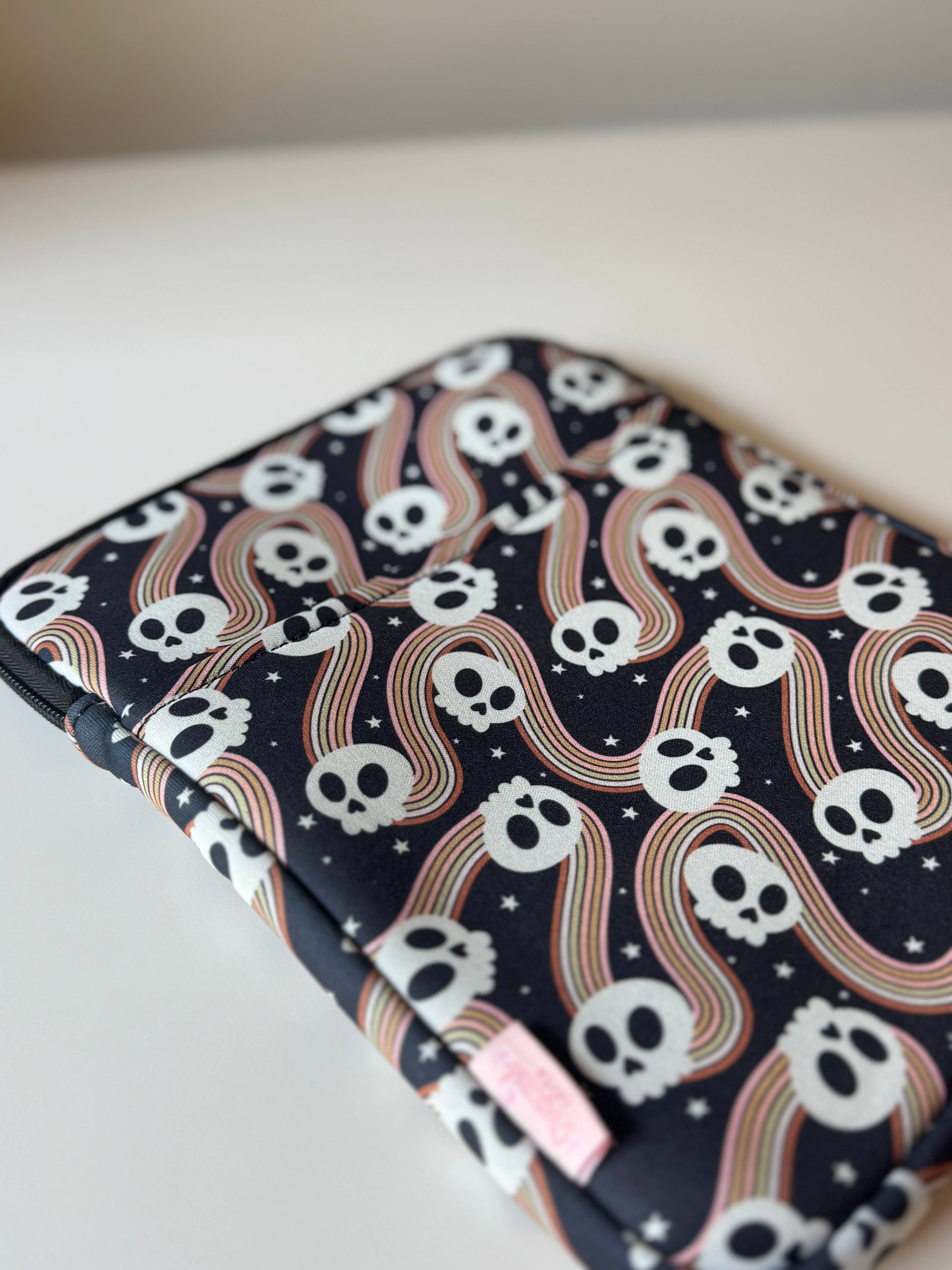 CrescentCatCo - Wholesale Book Cover - Spooky Cute Skull Book & Kindle Pouch, Zipper & Pocket 5