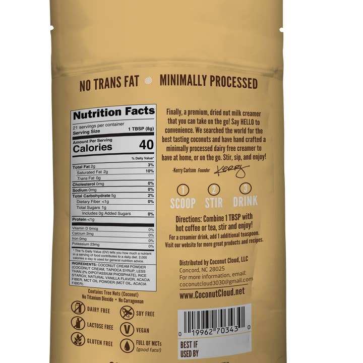 Coconut Cloud - Wholesale Creamer - Vanilla coconut milk creamer, non dairy, vegan1