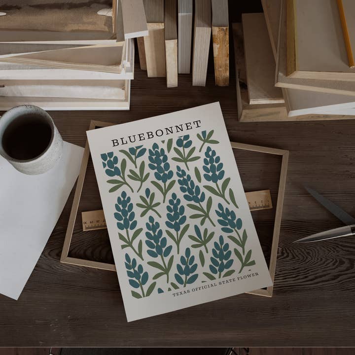 The FlatFile Society - Wholesale Art Print - Texas State Flower Art Print – Bluebonnet2