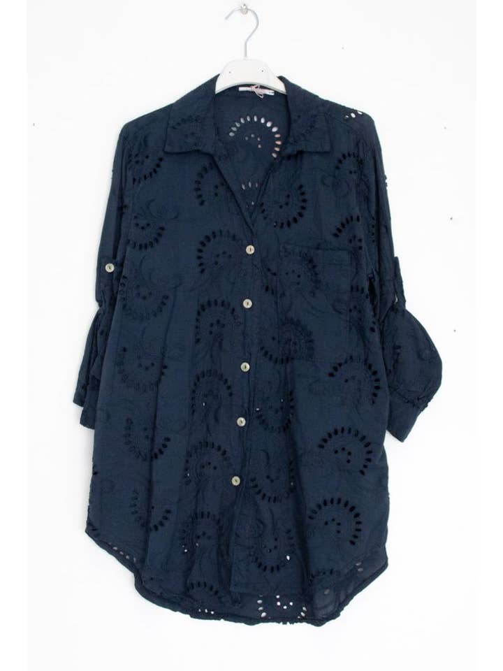 Happy look - Wholesale Button Down Shirt - Women's - English embroidery shirt with chest pocket4