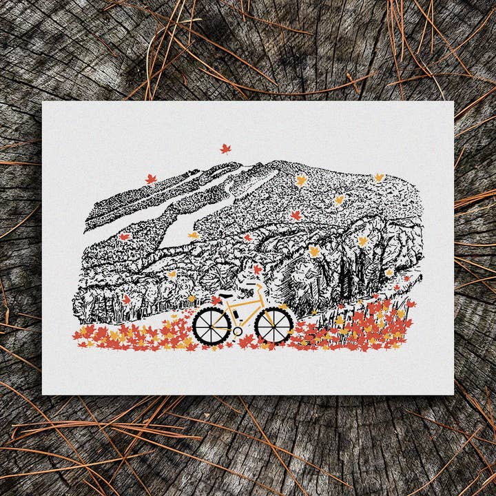 Montañas - Impression artistique sur le vélo de montagne pour la vente par Soijen Illustrations