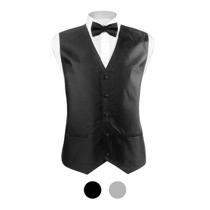 Lot de 6 débardeurs en polyester pour hommes, nœud papillon, ensemble pochette pour la vente par Selini New York