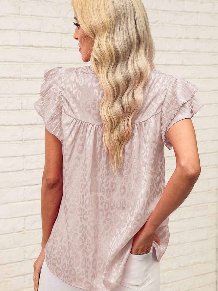 NINEXIS - Wholesale Blouse - Women's - CWTBLSL0444_PRINTED LOTUS SLEEVES WITH WAVY COLLAR TOP8