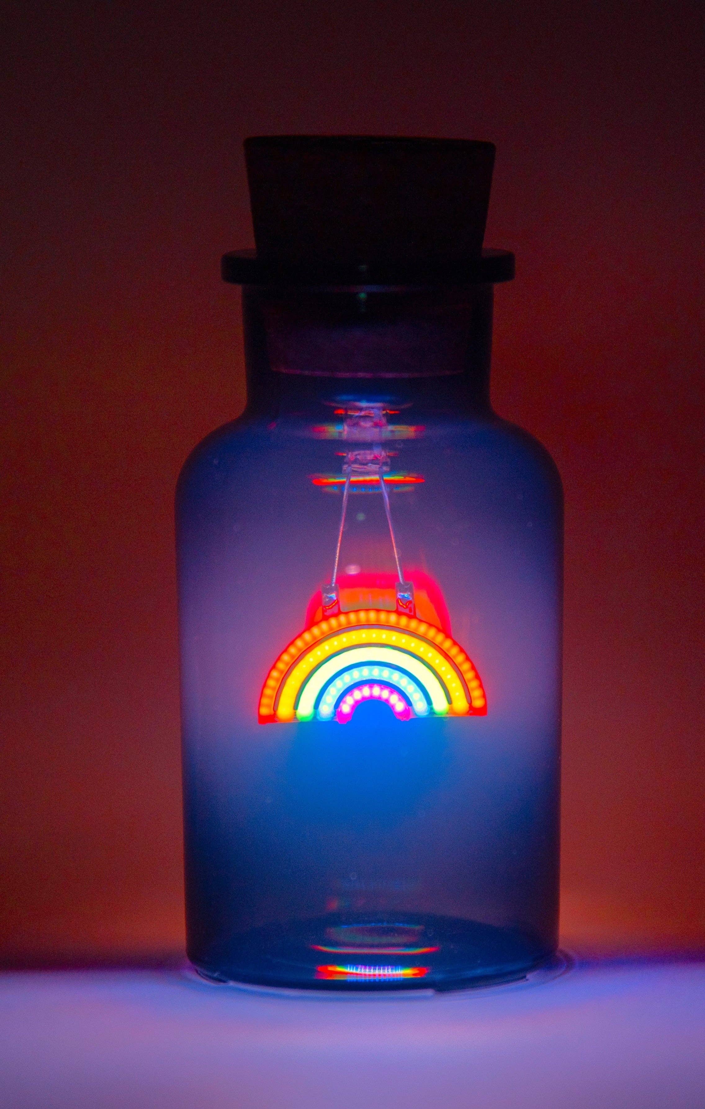 Amber Bright Creations - Wholesale Decorative tabletop object - Rainbow Neon Light in Glass Bottle0