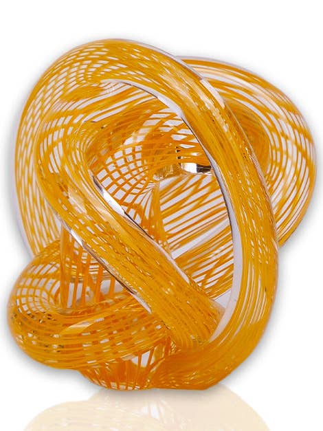 Escultura de Vidro Feita à Mão Nodo Âmbar Swirl por atacado de Barbablanca Glassworks