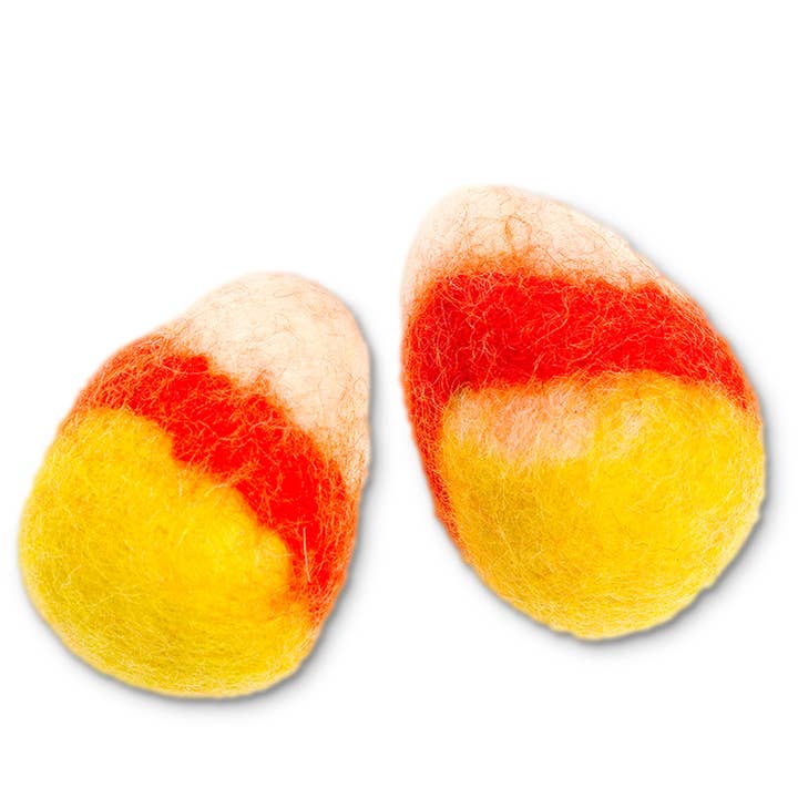 Halloween Candy Corn Wool Cat Toy - Pack of 2 for wholesale by Karma Cat Inc.
