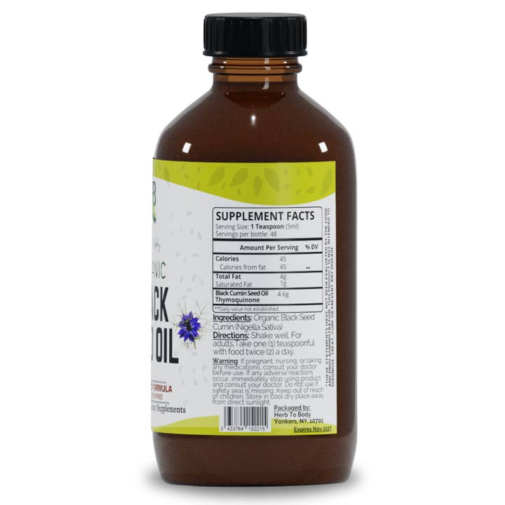 Herb To Body - Wholesale Oral Supplement/Vitamin - Organic Black Seed Oil (Cold-Pressed) - Bulk Wholesale Sizes10