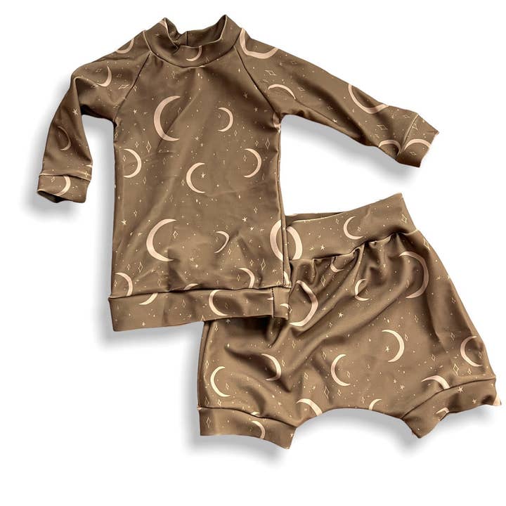 Mustard Moons Rashguard SET (top and bottom) for wholesale by Urban Baby Bonnets