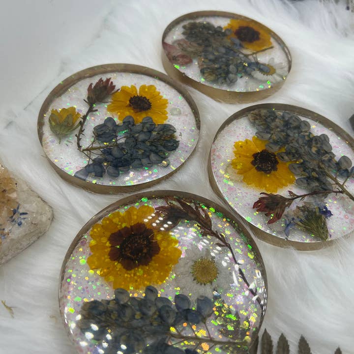 Sottobicchieri con fiori selvatici del Texas, bluebonnet del Texas pressati, set di sottobicchieri con fiori veri del Texas. per la vendita all'ingrosso da parte di Remedy Designs