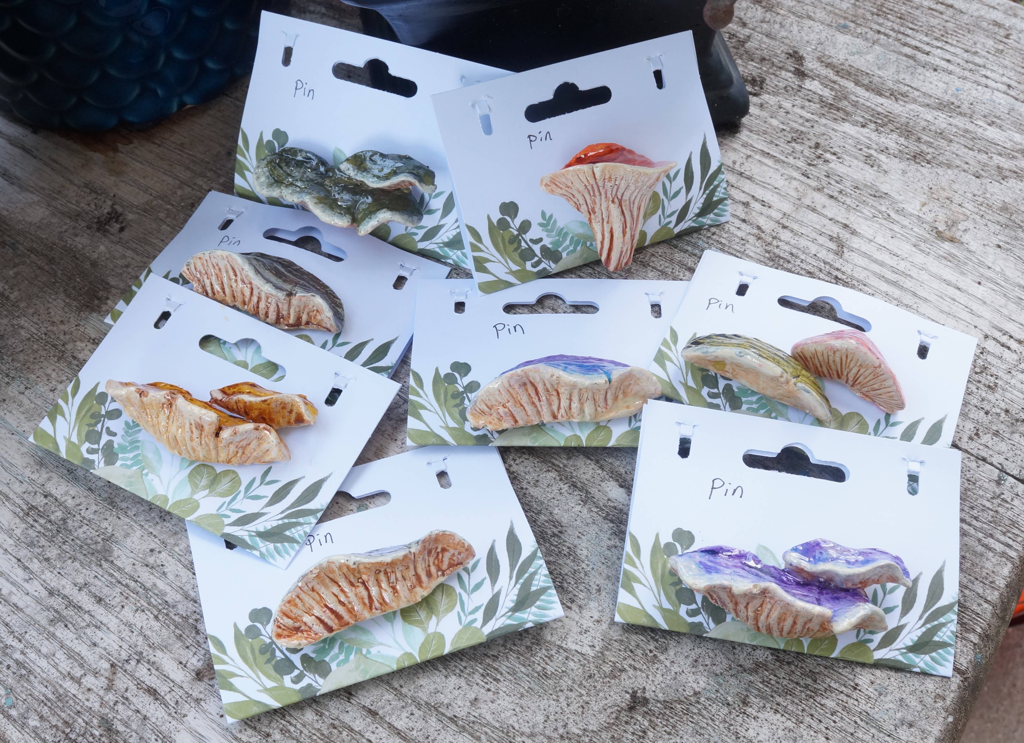 Goblin Grimm Gifts - Wholesale Lapel Pin/Button - Hand sculpted Shelf Mushroom Pins8