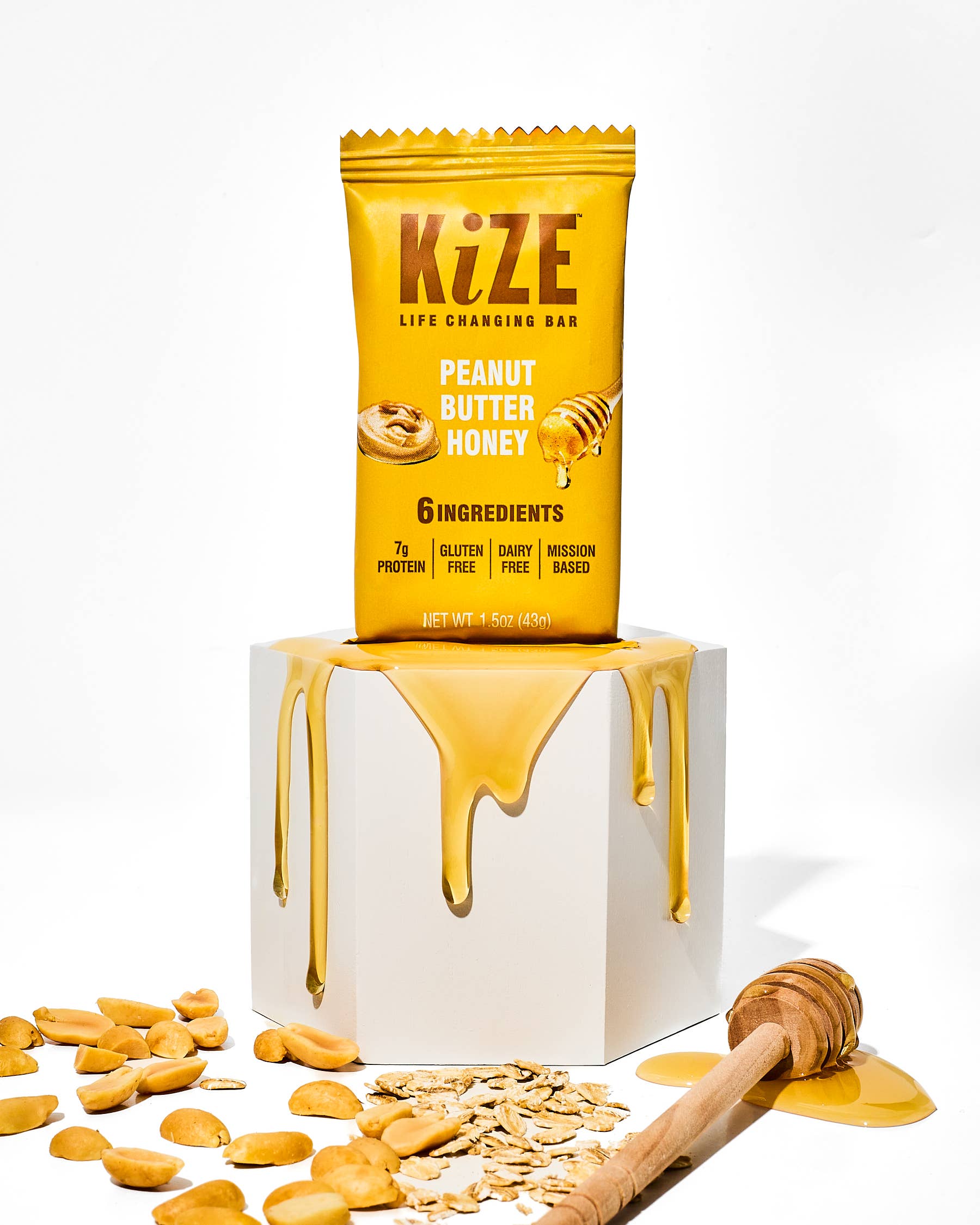 KiZE Life Changing Bars - Wholesale Snack Bar - Peanut Butter Honey, Protein Snack Bar, 1.5oz, 10ct4