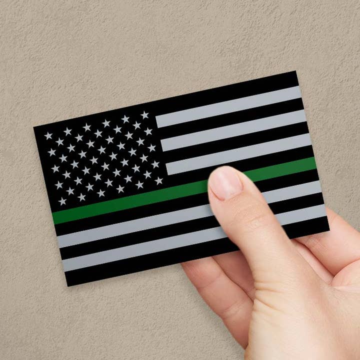 Thin Green Line Military USA Flag Patriotic Die Cut Sticker for wholesale by RetroPlanet