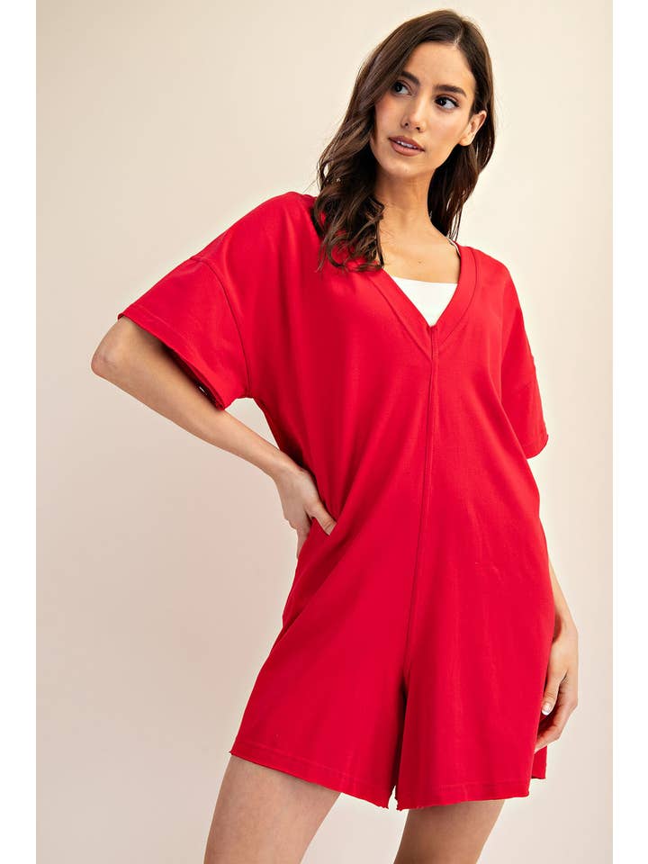 Peace Love Line - Wholesale Romper - Women's - PL2218 - COTTON LYCRA SOLID ROMPER
