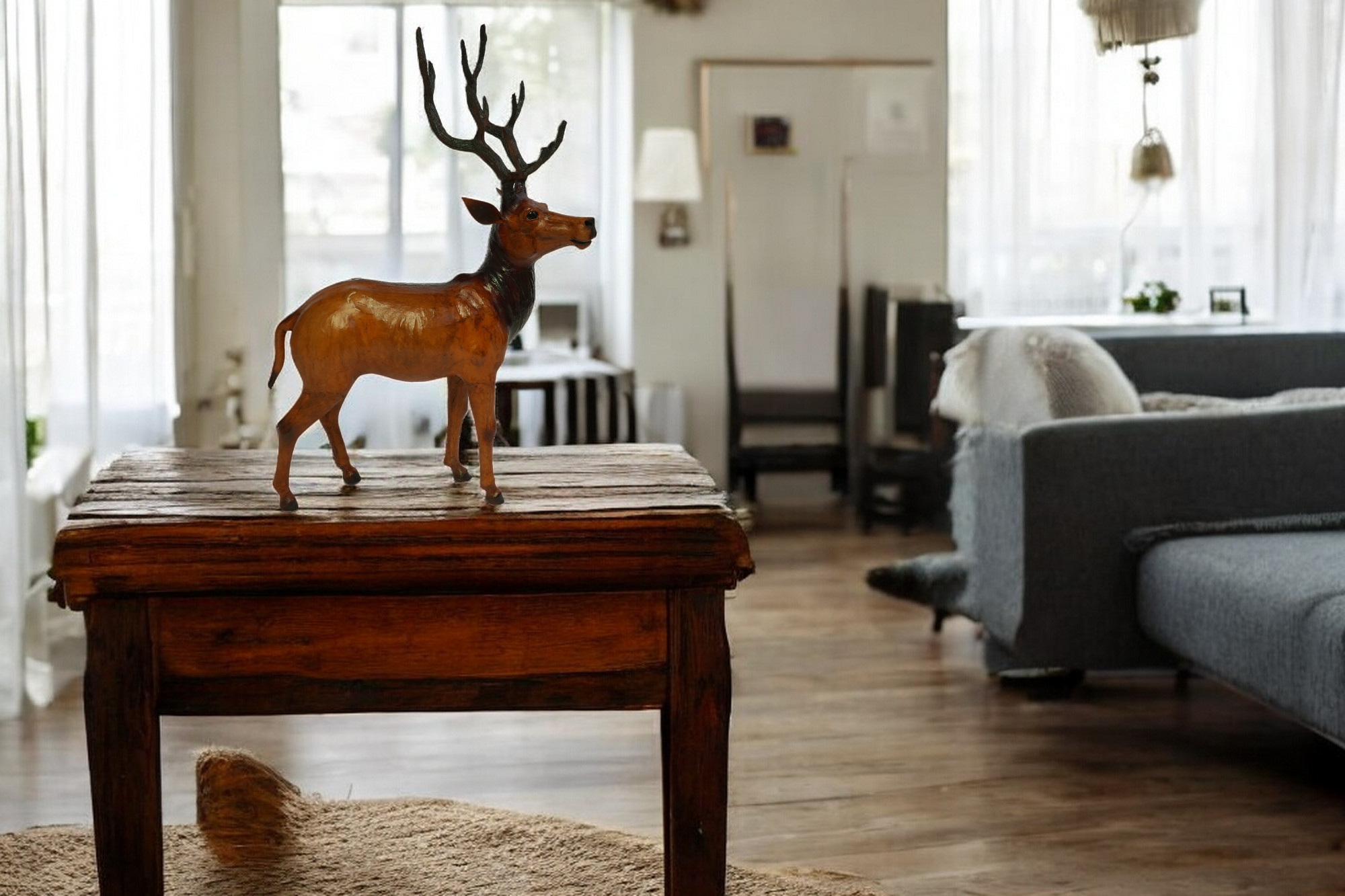 Something wild - Wholesale Decorative Figurine - Handmade Leather Standing Deer Statue | Eco-Friendly Wildlife Decor | Indian Artisan Figurine7