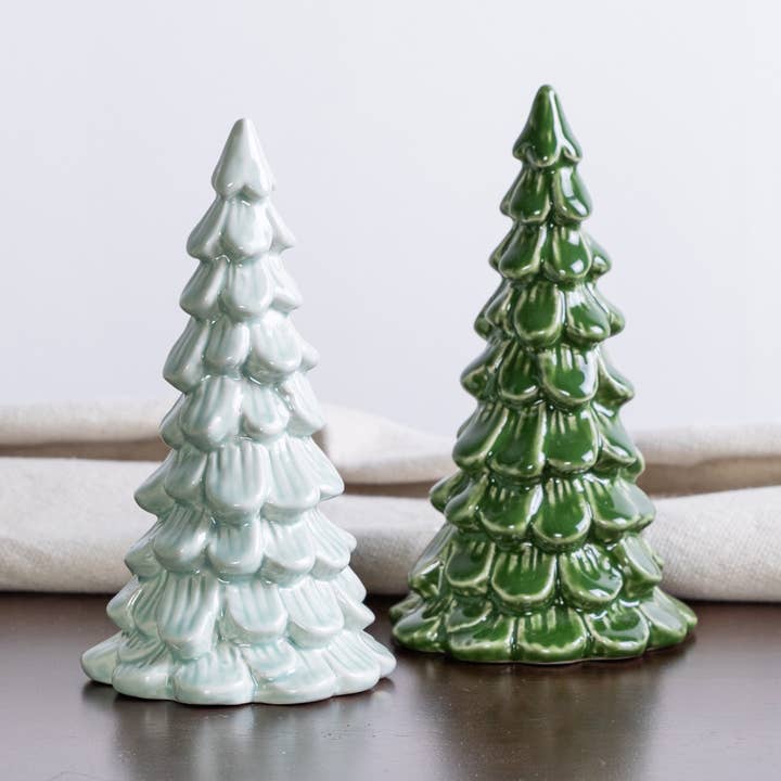 Transpac - Wholesale Christmas Decoration - Christmas Medium Cer Iridescent Tree Decor Set 2