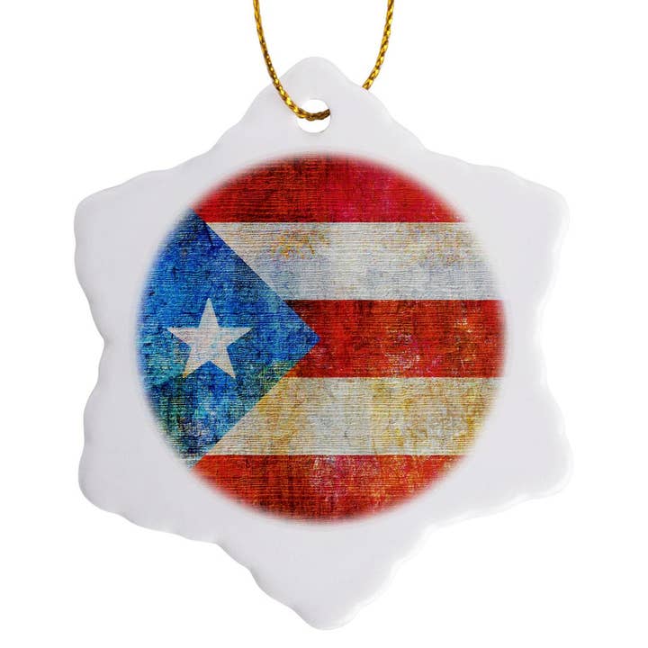 3dRose - Wholesale Ornament - 3dRose, Distressed Style Grunge Flag Of Puerto Rico, Ornament