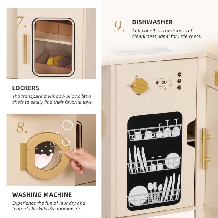 Multi Colored Wooden Play Kitchen Playset for Toddlers 3-5 for wholesale on Faire1