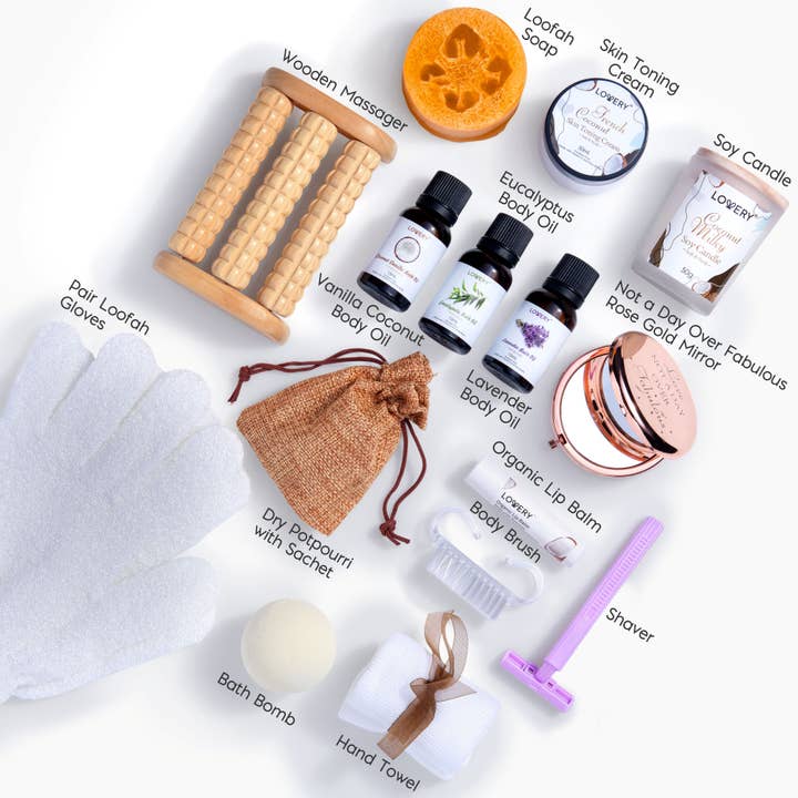 Lovery – wholesale Bath & body set – Bath Gift Set, 20pc French Coconut Aromatherapy Handmade Box