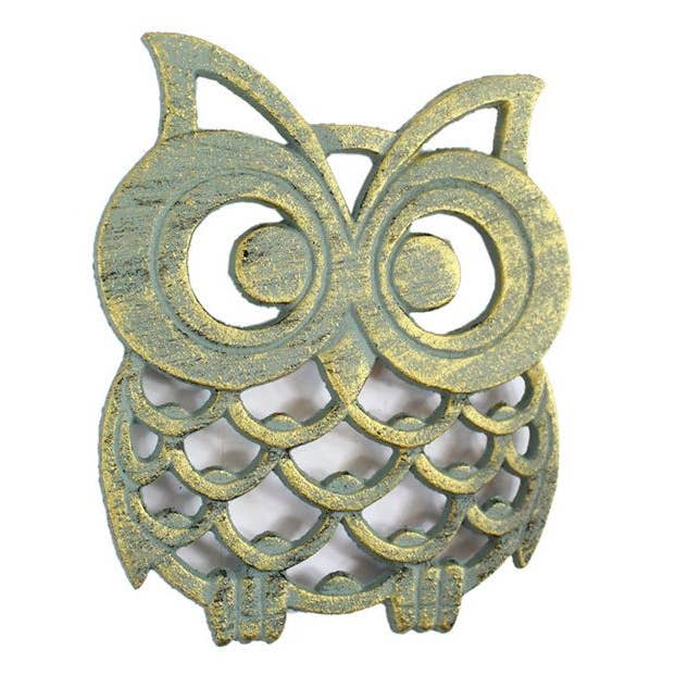 Dessous de plat Chouette en fonte bronze vieilli 8" pour la vente par Hampton Nautical