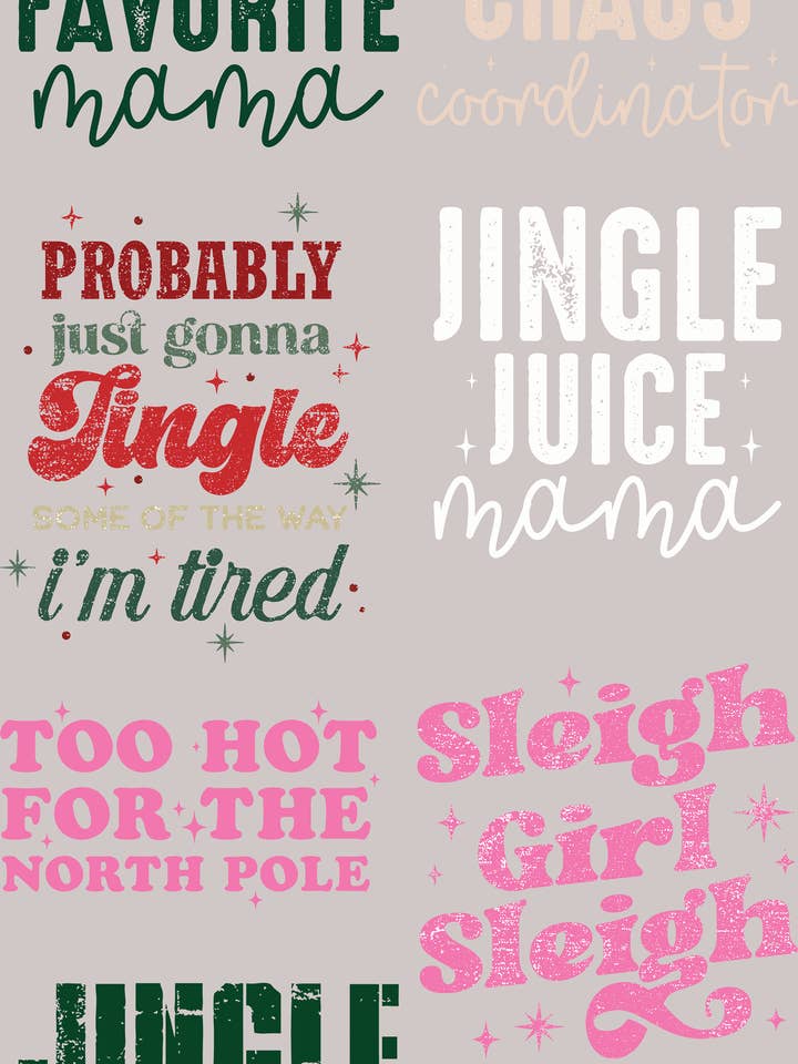 🎄 22x60" Christmas Phrase DTF Gang Sheets for wholesale by Rainwater Designs