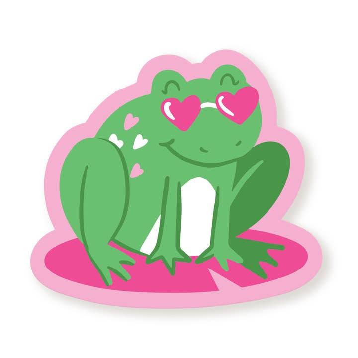 Autocollant Rose Grenouille Groovy pour la vente par A Fink & Ink