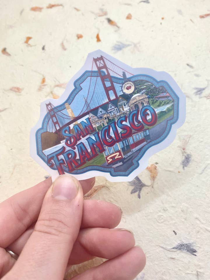 Autocollant San Francisco d'inspiration vintage pour la vente par The Abstract By Sasha