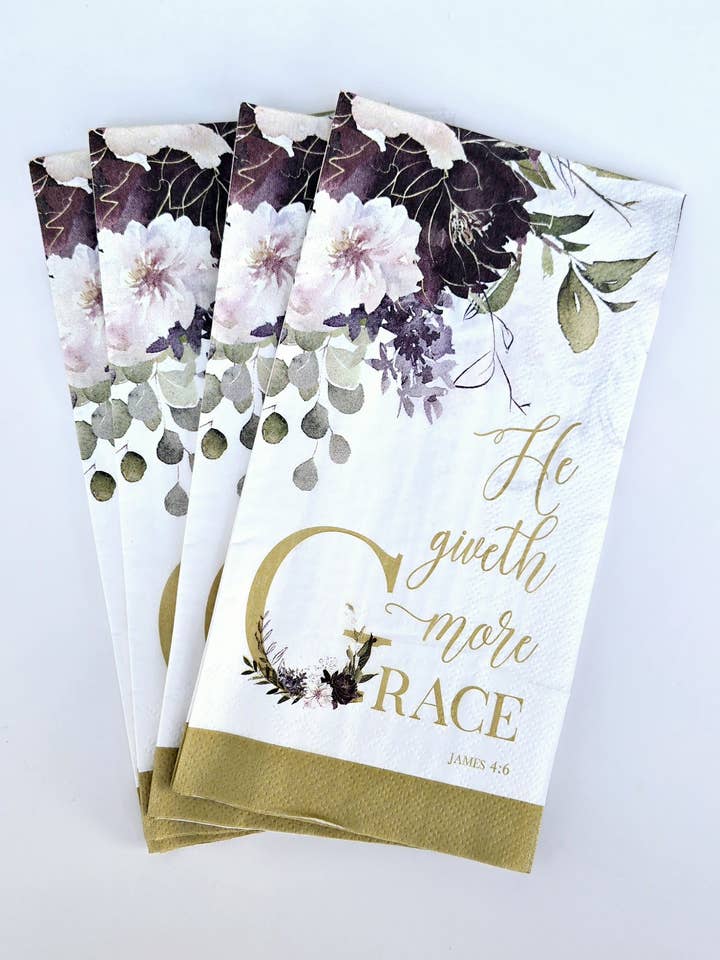 Golden Floral Paper Napkin | 16 ct Scripture Napkins for wholesale by Pearls of Parchment