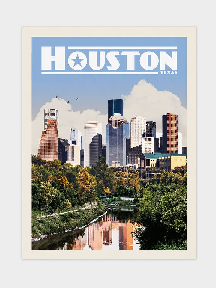 Houston, Texas - Impression de voyage vintage pour la vente par Vintaprints