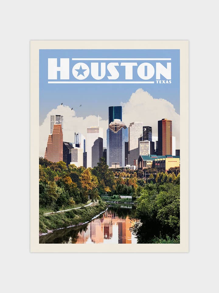 Houston, Texas - Vintage Travel Print for wholesale by Vintaprints