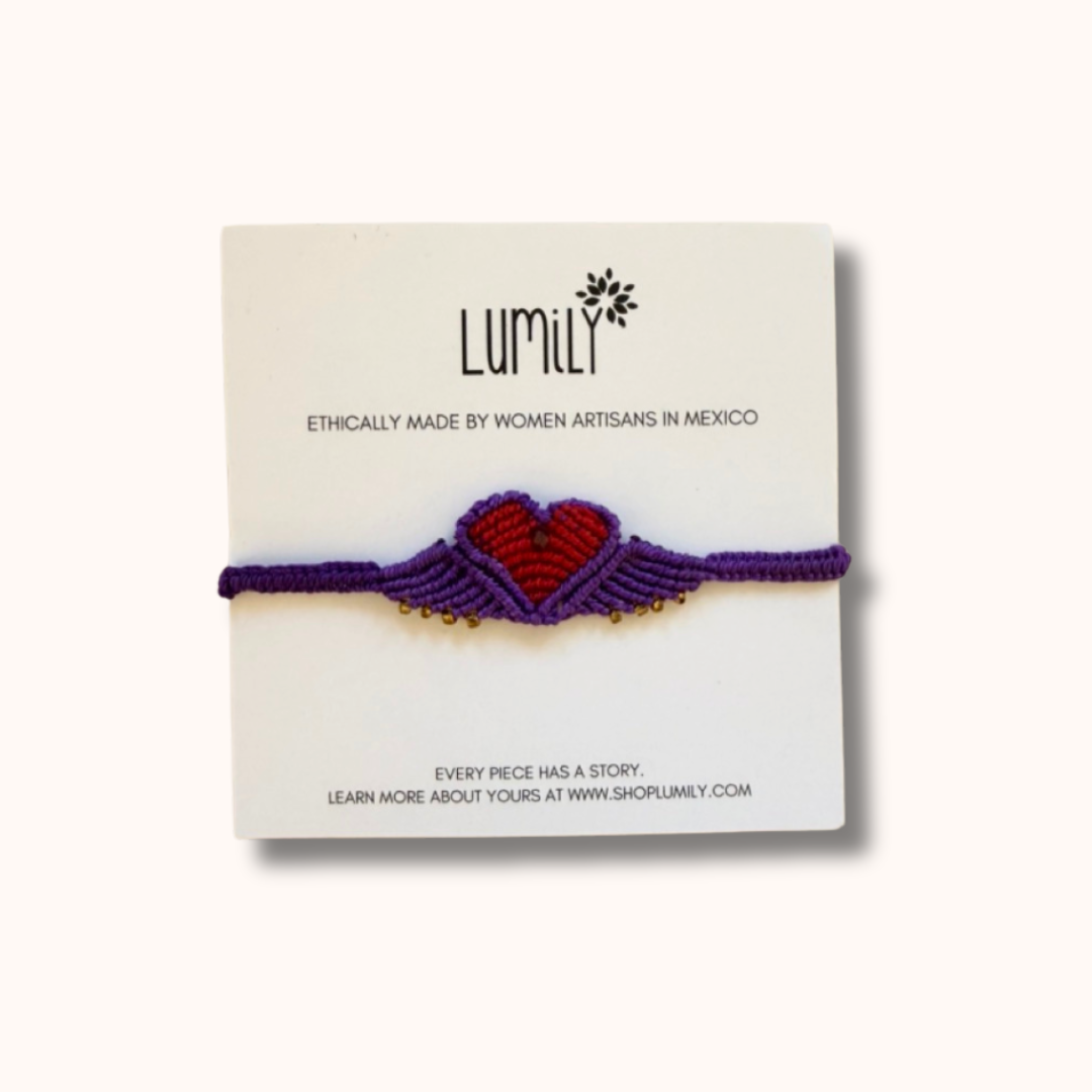 Lumily - Wholesale Woven/Braided Bracelet - Macrame Woven Heart Wings Pull String Bracelet - Mexico8