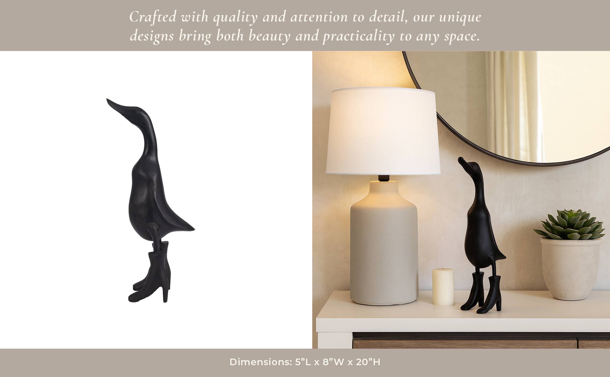 Sagebrook Home - Wholesale Decorative Figurine - Bamboo Wood Duck in Rainboots Figurine - Black, 20 in.14