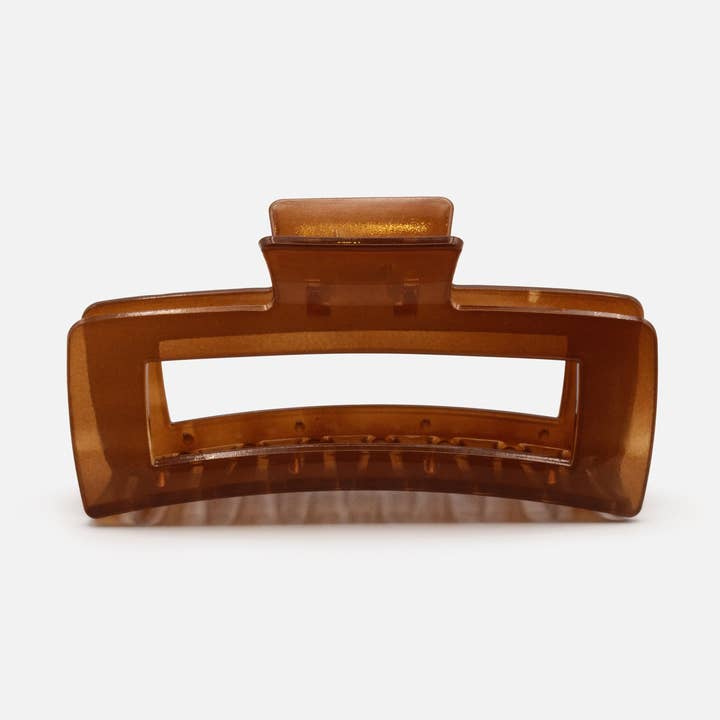 Rektangulär genomskinlig brun jumbo klämma - HA251W031BR för wholesale av Bizou