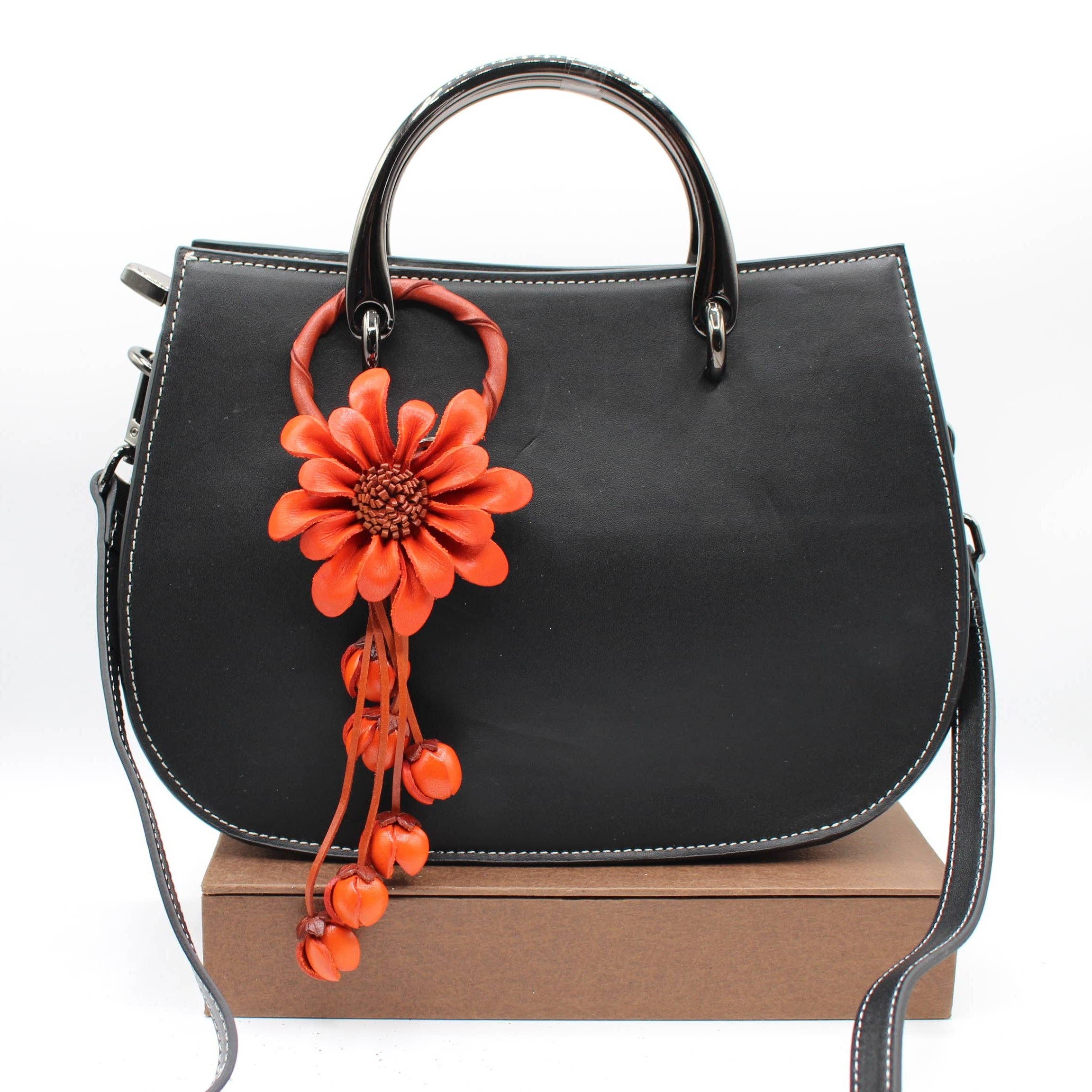 Sunflower Handmade leather inc – Porta-chaves - Mulher por atacado – Porta-chaves de flor de couro chaveiro bolsa charm.6